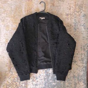 Black Lace Bomber Jacket